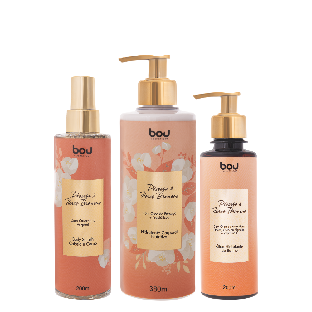 Pêssego e Flores Brancas