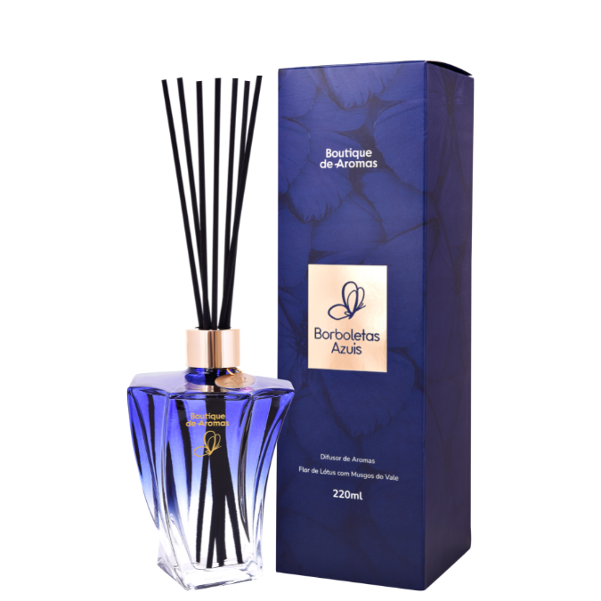 Difusor de Aromas Borboletas Azuis Flor de Lótus com Musgos do Vale 220ml