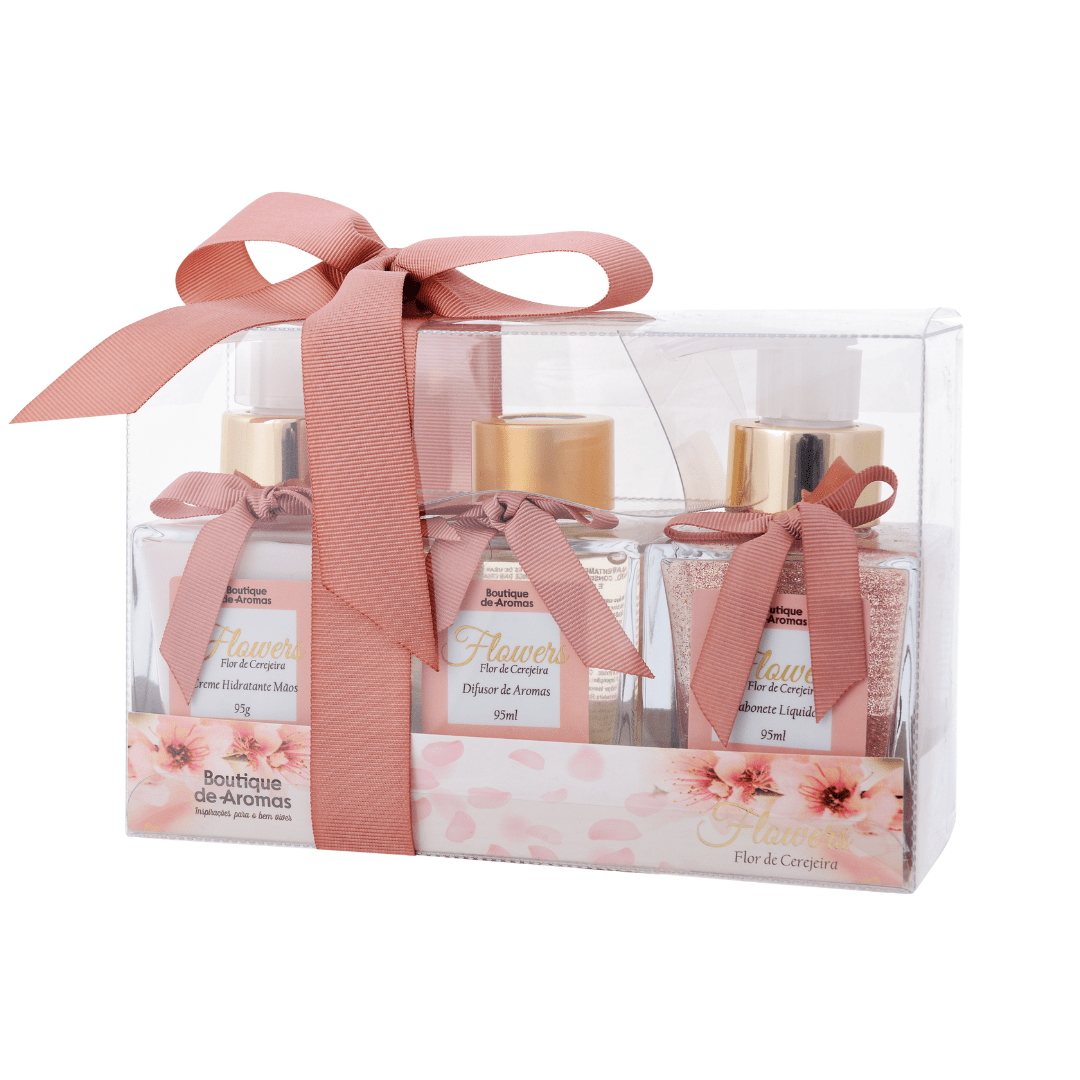 Kit Flowers - Difusor 95 ml + Sabonete 95 ml + Creme Mãos 95 g